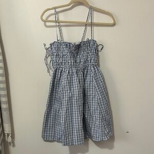 Abercrombie & Fitch Navy and White Checkered Mini Dress